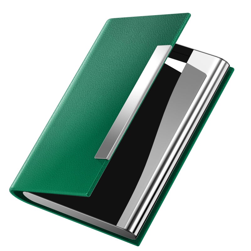 Padike Business Card Holder, Business Card Case Professional PU Leather & Stainless Steel Multi Card Case,Business Card Holder Wallet Credit Card ID Case/Holder for Men & Women. (U-Green) - Image 1